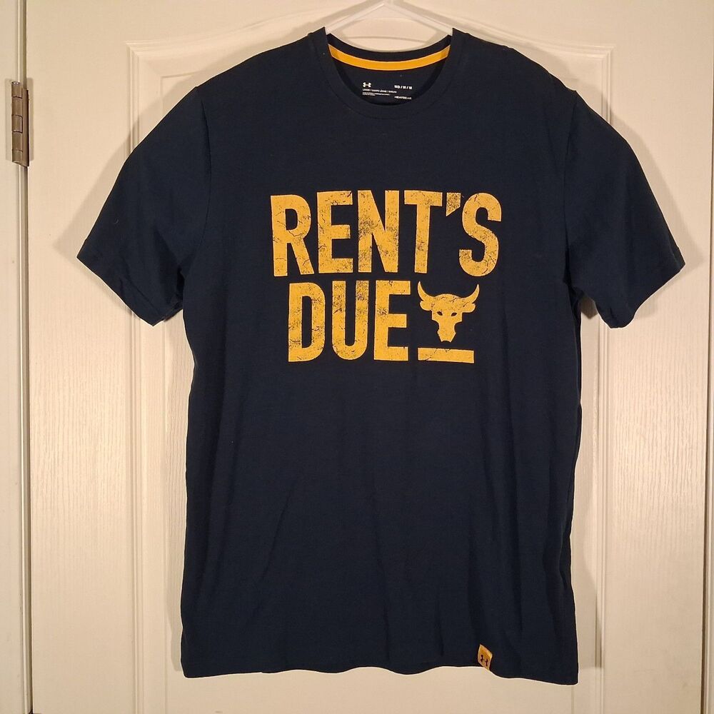 Project Rock Under Armour tshirt mens M Medium blue rents due graphic tee loose